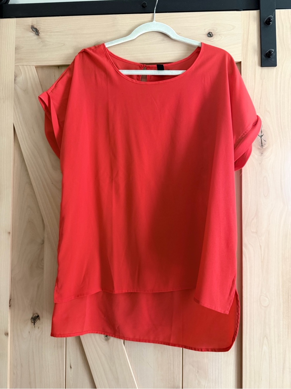 GAP Layered Chiffon Short Sleeve Top - Coral Red
